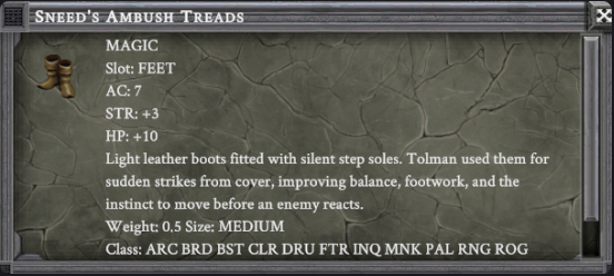 SNEED'S AMBUSH TREADS in-game item card